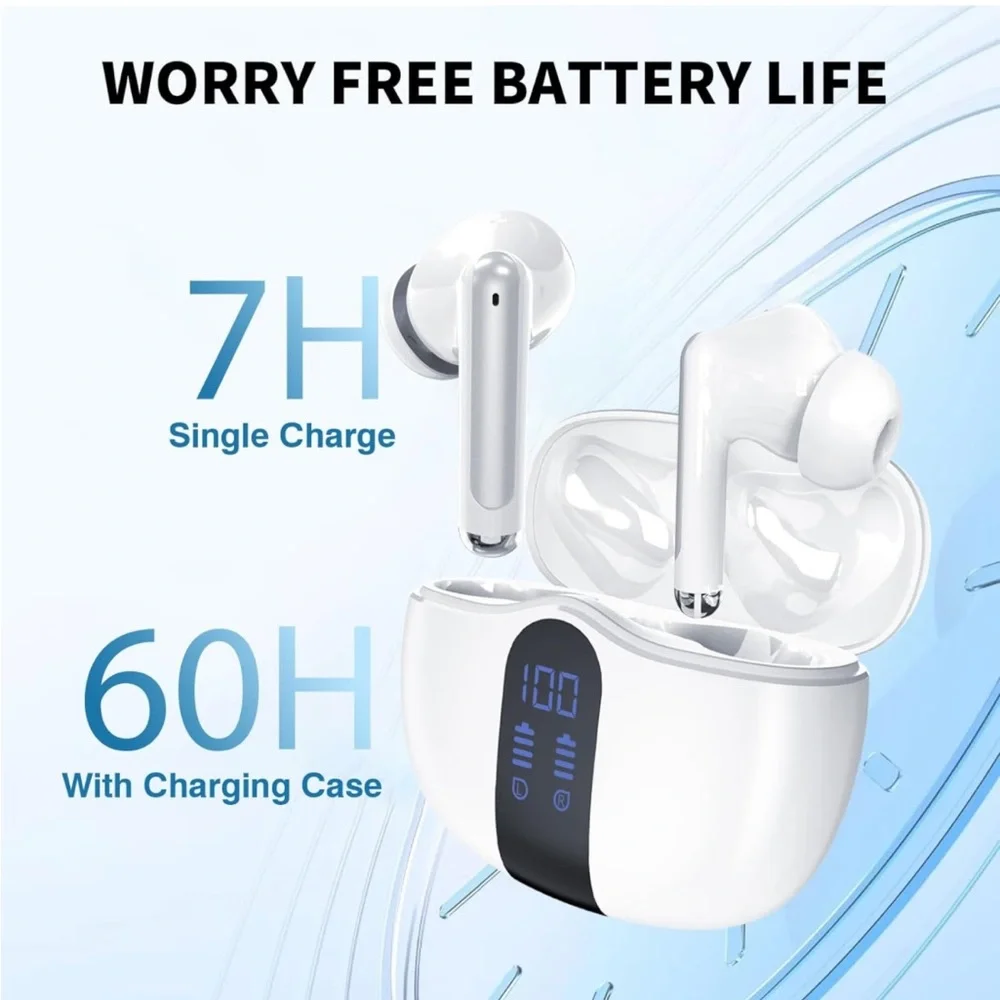 True Wireless Earbuds Bluetooth Headphones 5.3 Bass Boosted Ear Buds 60H
